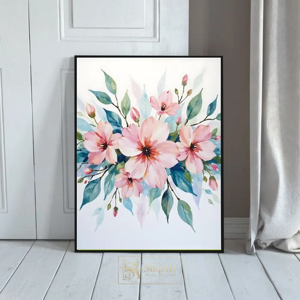 Blush Pink Floral Watercolor Wall Art