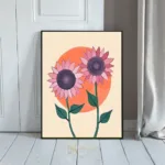 FLO flower illustration with sunset background 120