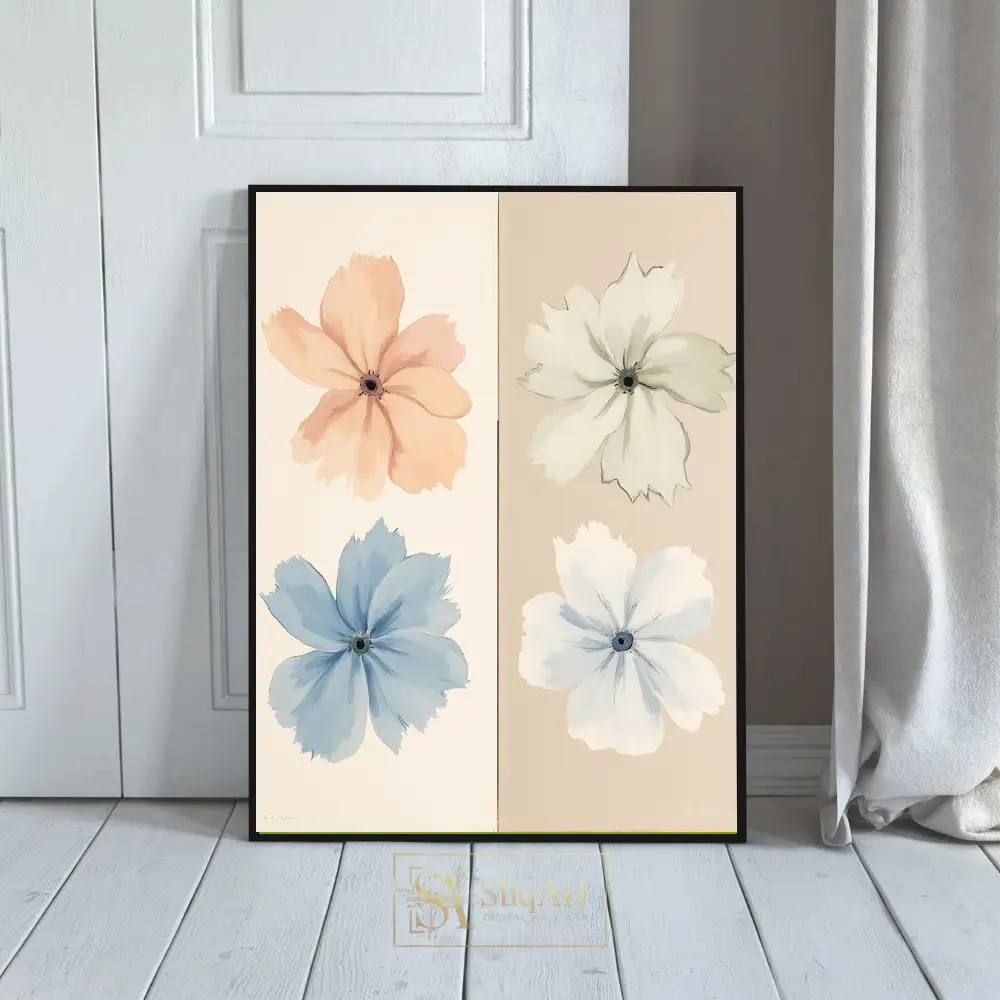 Whimsical Deer Fawn Meadow Wall Art - Woodland Animal Illustration