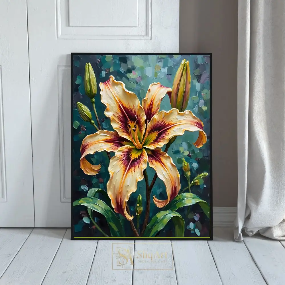 Textured Tiger Lily Impasto Canvas Art - Modern Floral Wall Decor