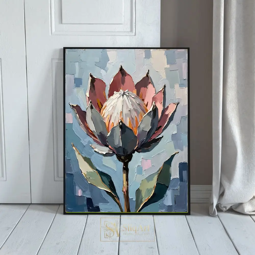 Impressionist King Protea Textured Floral Wall Art
