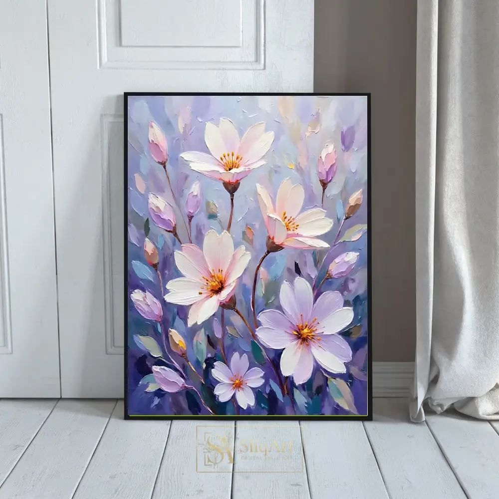 Impressionist Lavender Floral Oil Painting - Textured Canvas Art