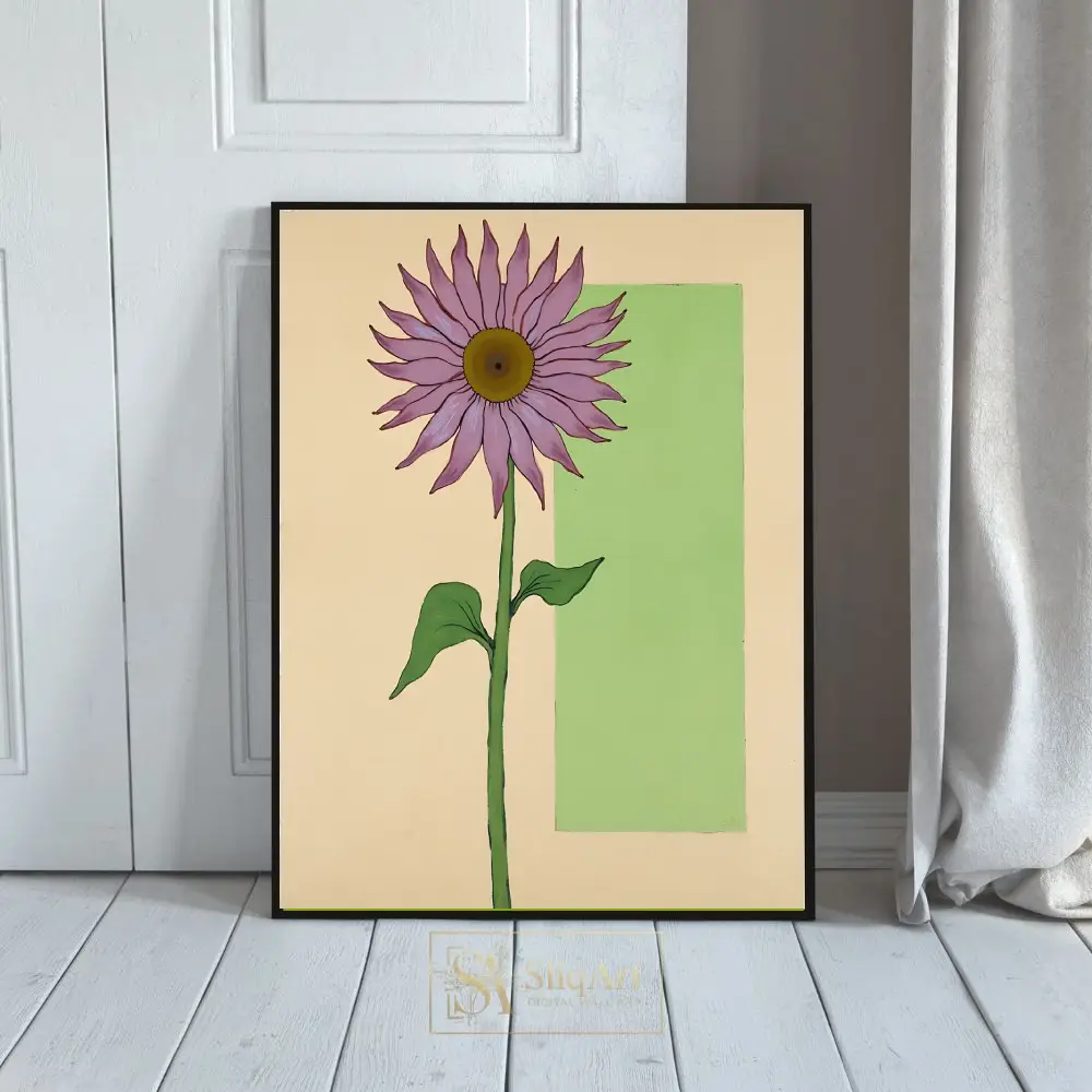 Minimalist Purple Flower Wall Art - Modern Botanical Canvas Print