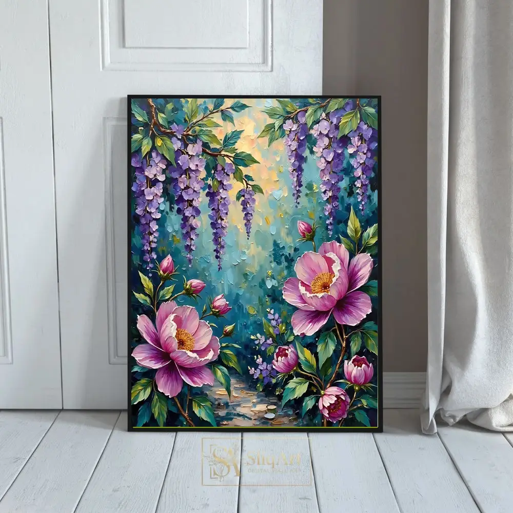 Wisteria and Peony Garden Impressionist Floral Wall Art