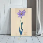 FLO purple flower on a brown wall 203