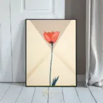 FLO red flower with blue stem in corner 218