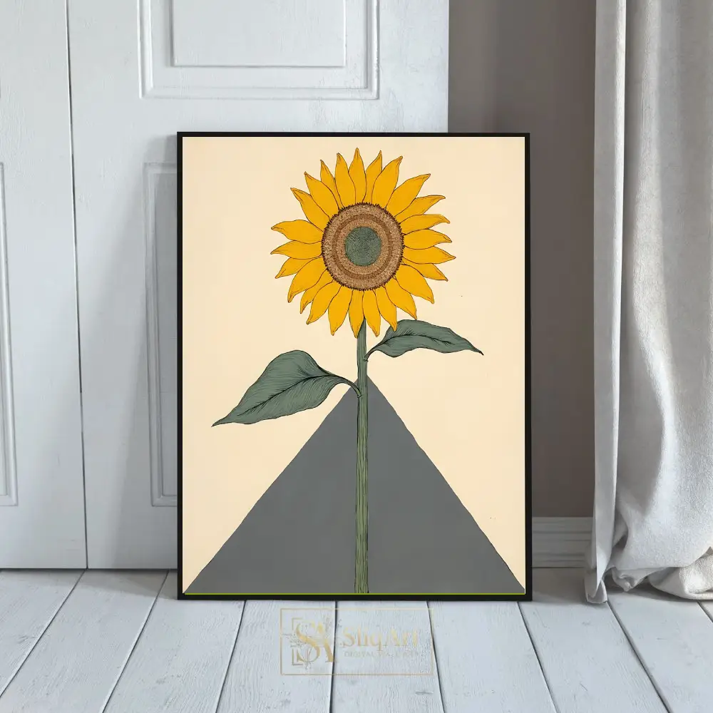 Minimalist Vintage Sunflower Botanical Art Print