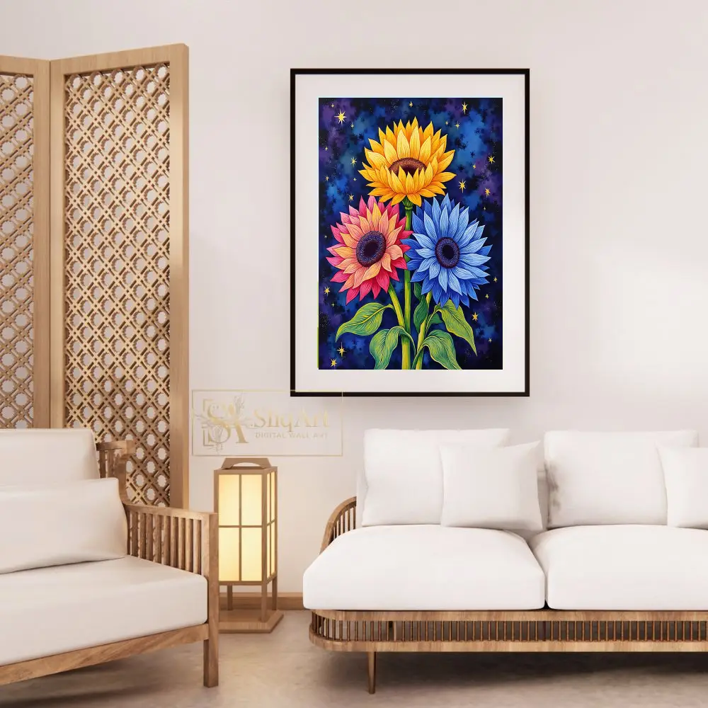 FLO-sunflowers-with-stars-and-planets-in-background-272-03 FLO sunflowers with stars and planets in background 272