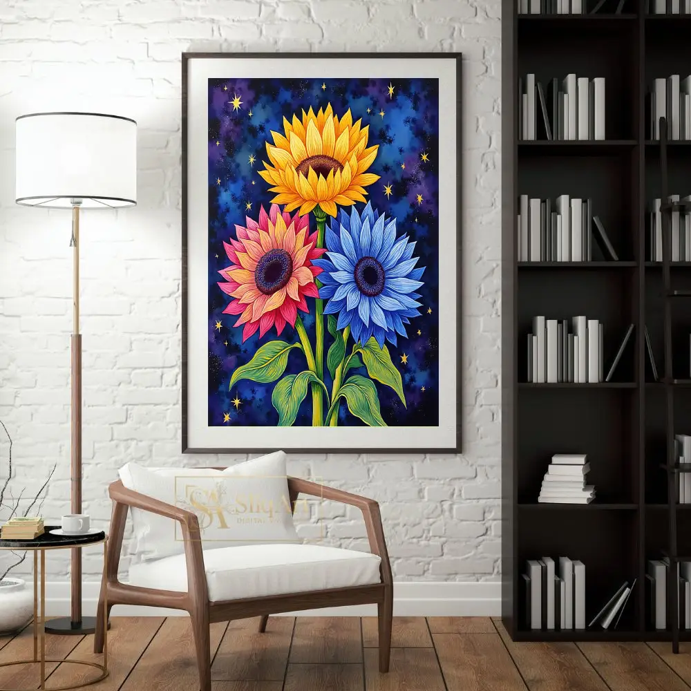 FLO-sunflowers-with-stars-and-planets-in-background-272-04 FLO sunflowers with stars and planets in background 272