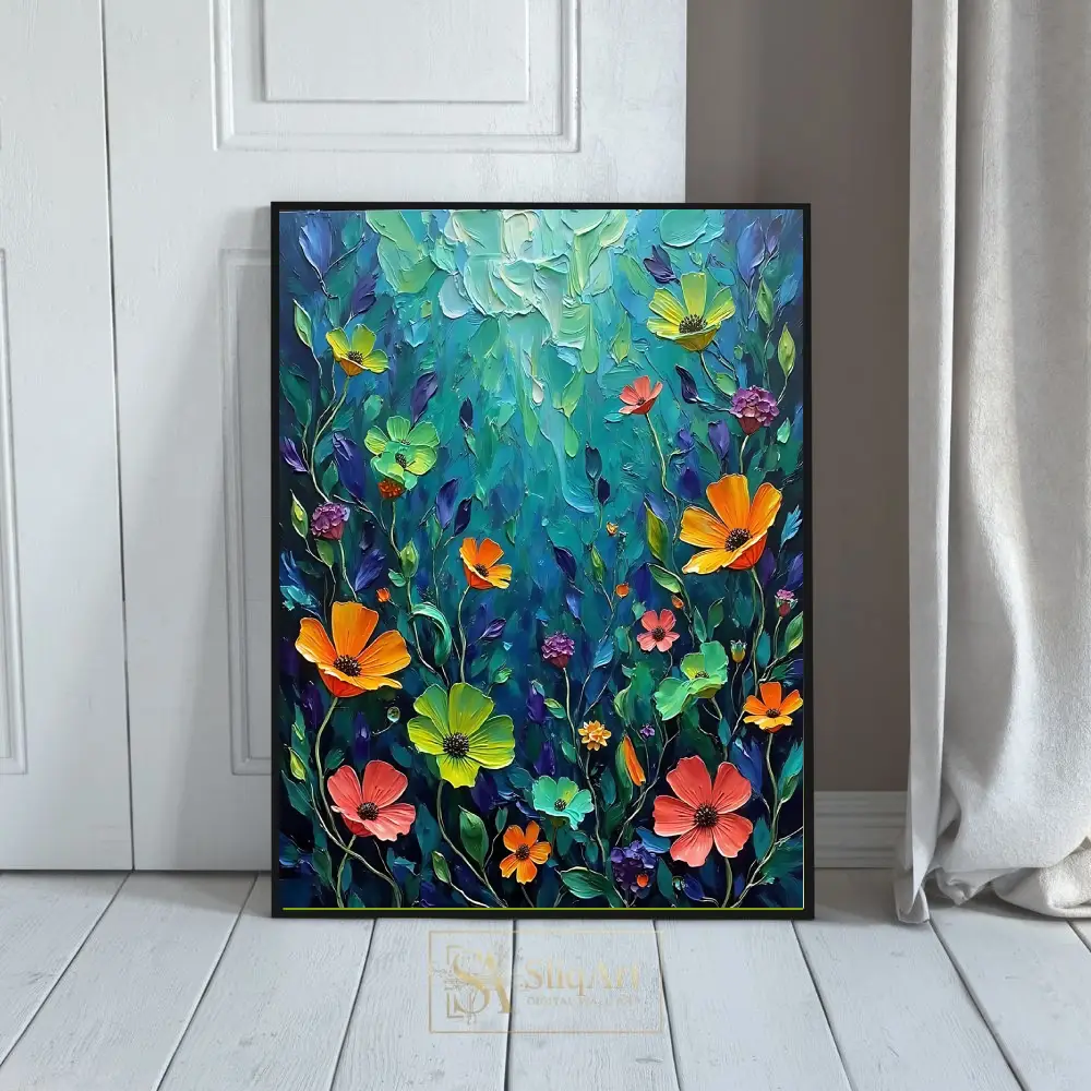 Vibrant Wildflower Impasto Canvas Art - Textured Floral Wall Decor