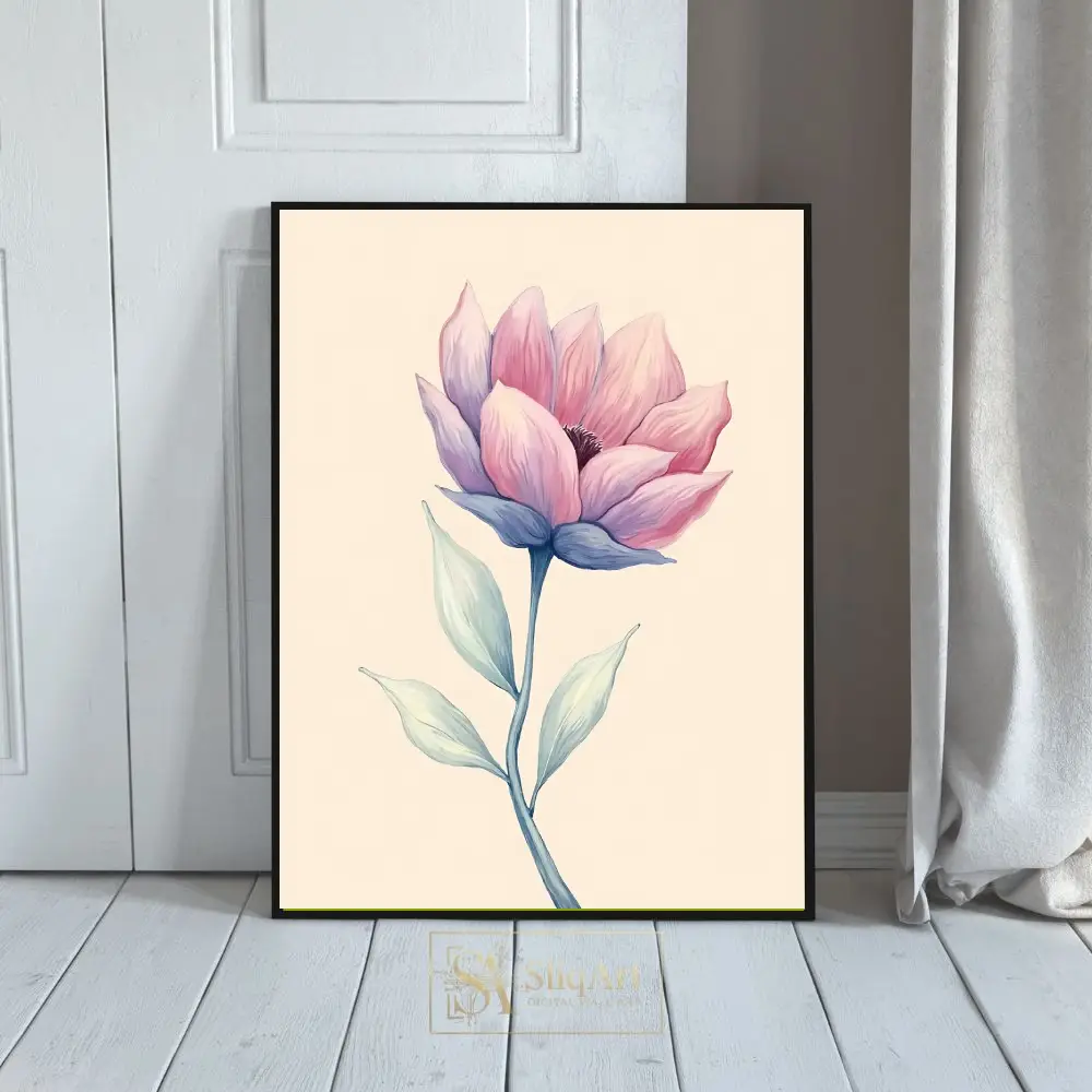 Elegant Serene Blossom - Pink and Purple Floral Wall Art