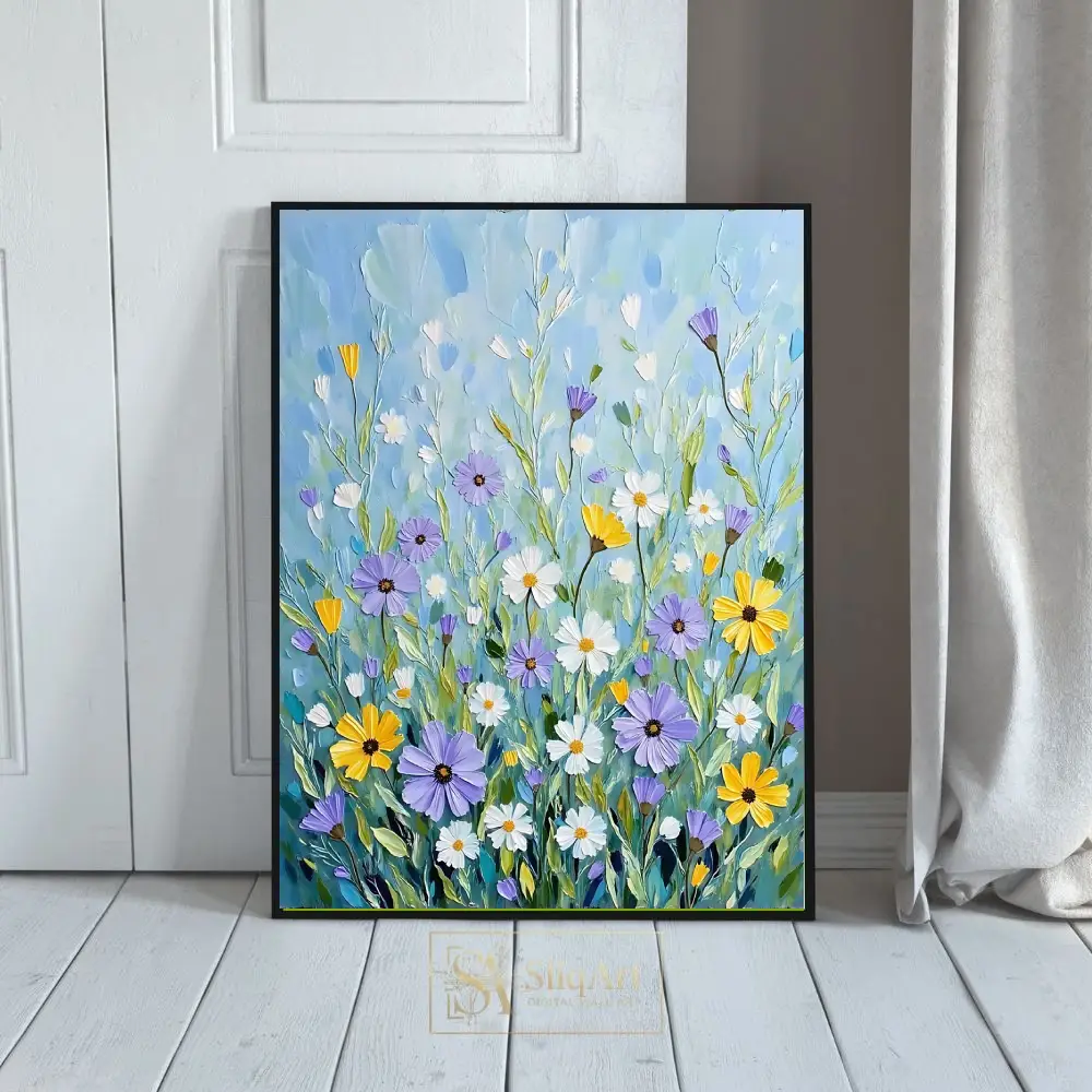 Wildflower Meadow Impasto Oil Painting - Textured Floral Wall Art
