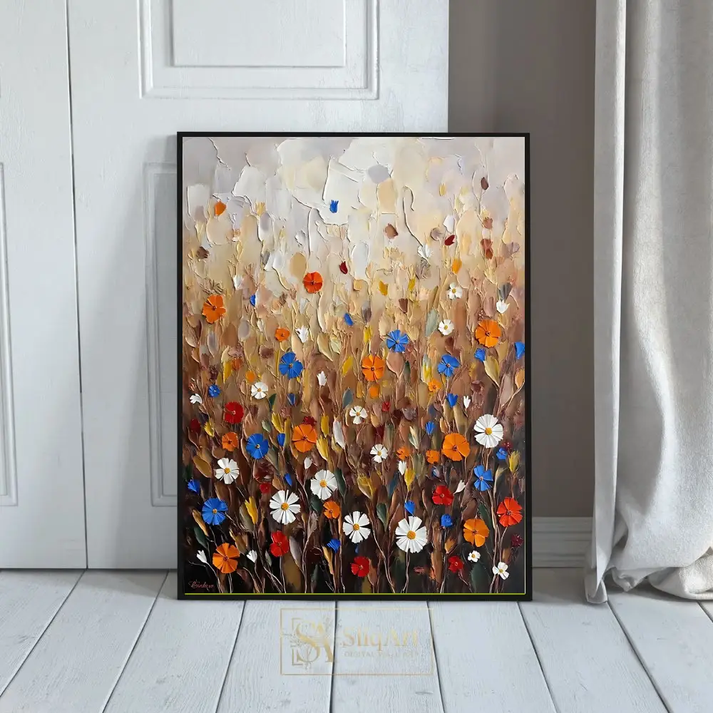 Impasto Wildflower Meadow Wall Art | Textured Floral Canvas Print