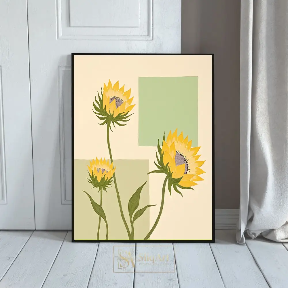 Modern Sunflower Minimalist Botanical Wall Art