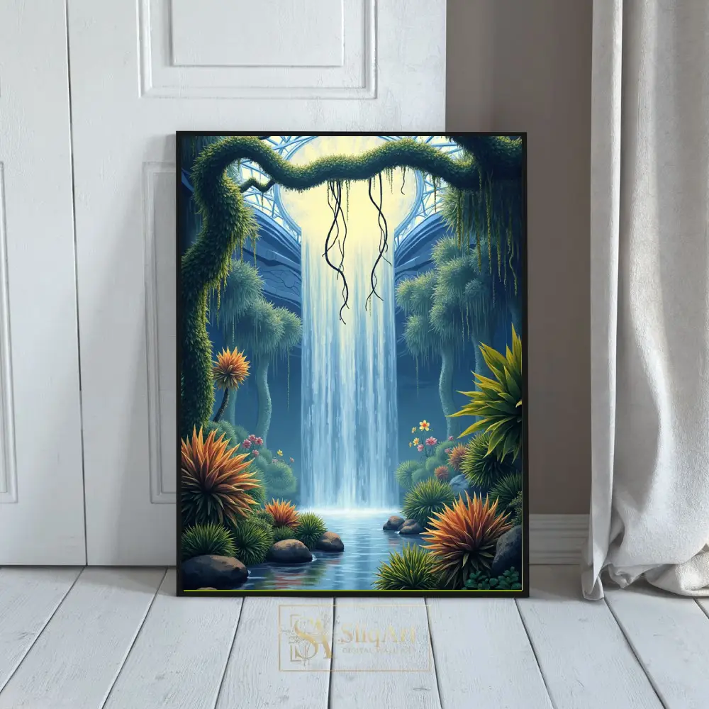 Enchanted Interior Waterfall Fantasy Art Print