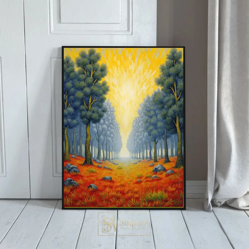 Ethereal Forest Path Wall Art - Radiant Impressionist Landscape
