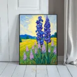 LAN blue flowers sunflower field landscape 028