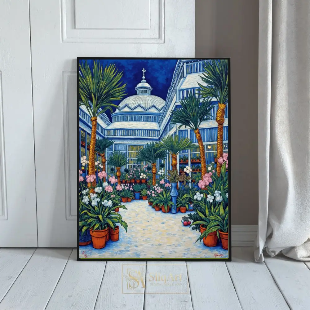 Botanical Conservatory Night Art - Exotic Greenhouse Canvas Print