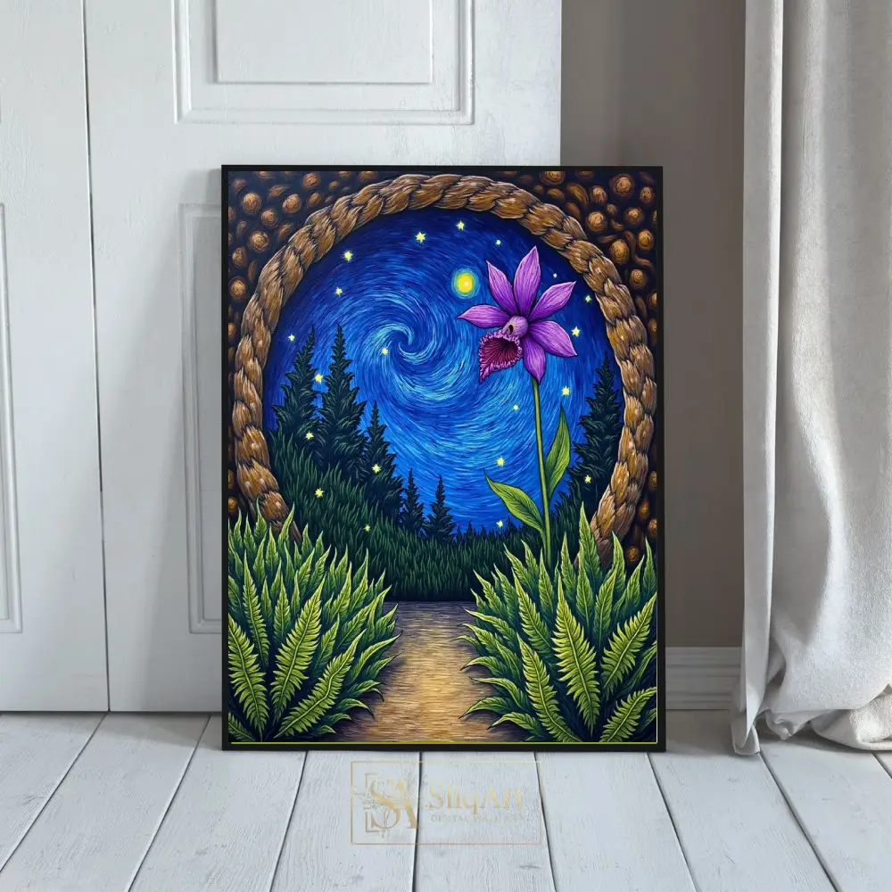Celestial Bloom Surreal Night Landscape Canvas Print