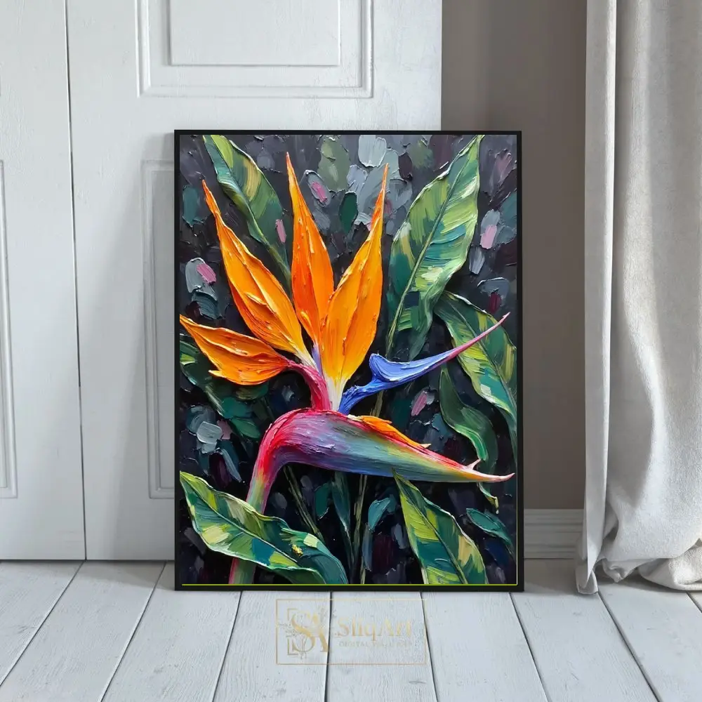 Bird of Paradise Impasto Oil Painting Wall Art