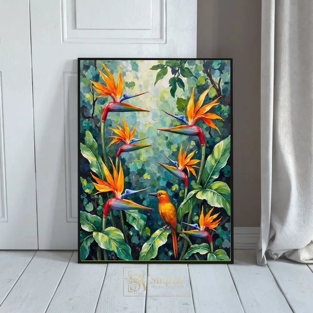 Bird of Paradise & Exotic Songbird Tropical Canvas Art
