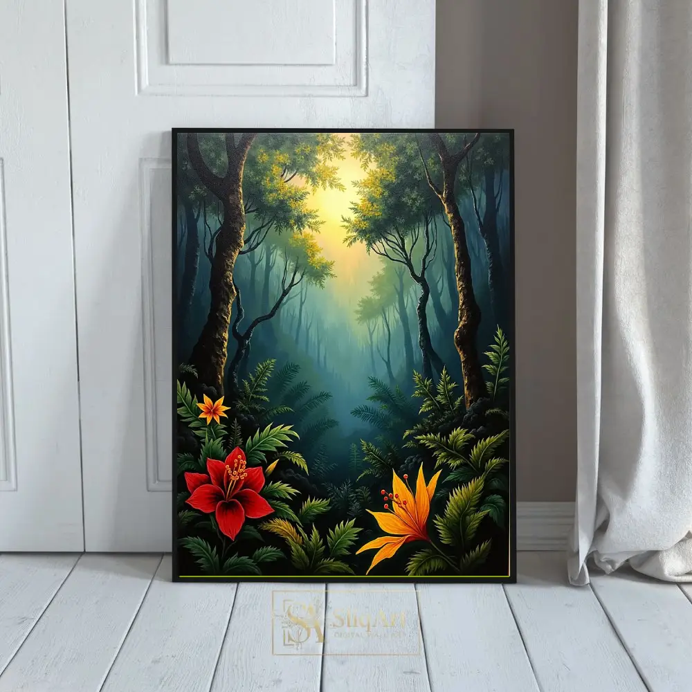 Enchanted Tropical Jungle Canvas Print - Mystical Forest Wall Art