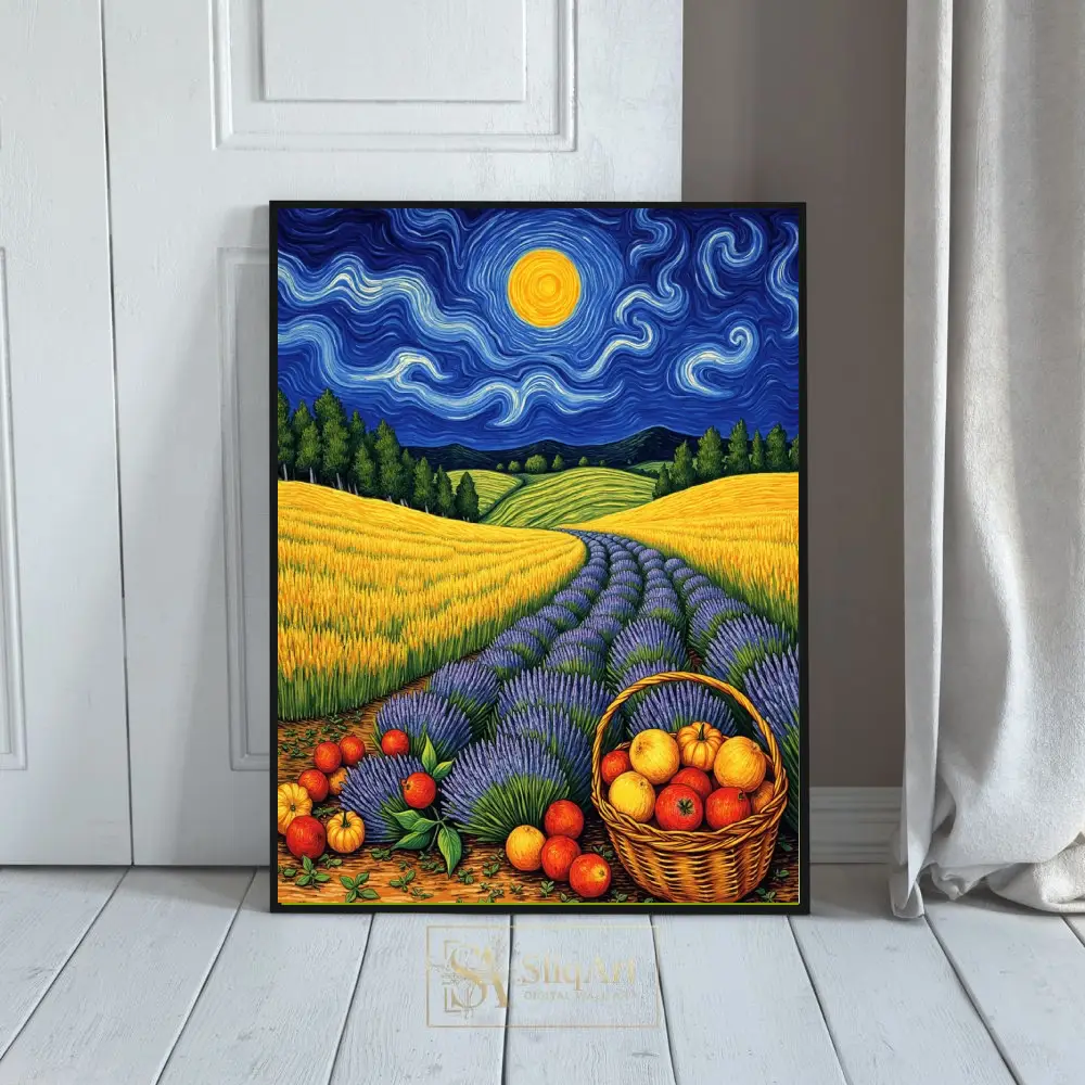 Van Gogh Inspired Harvest Landscape Wall Art - Lavender & Wheat Fields