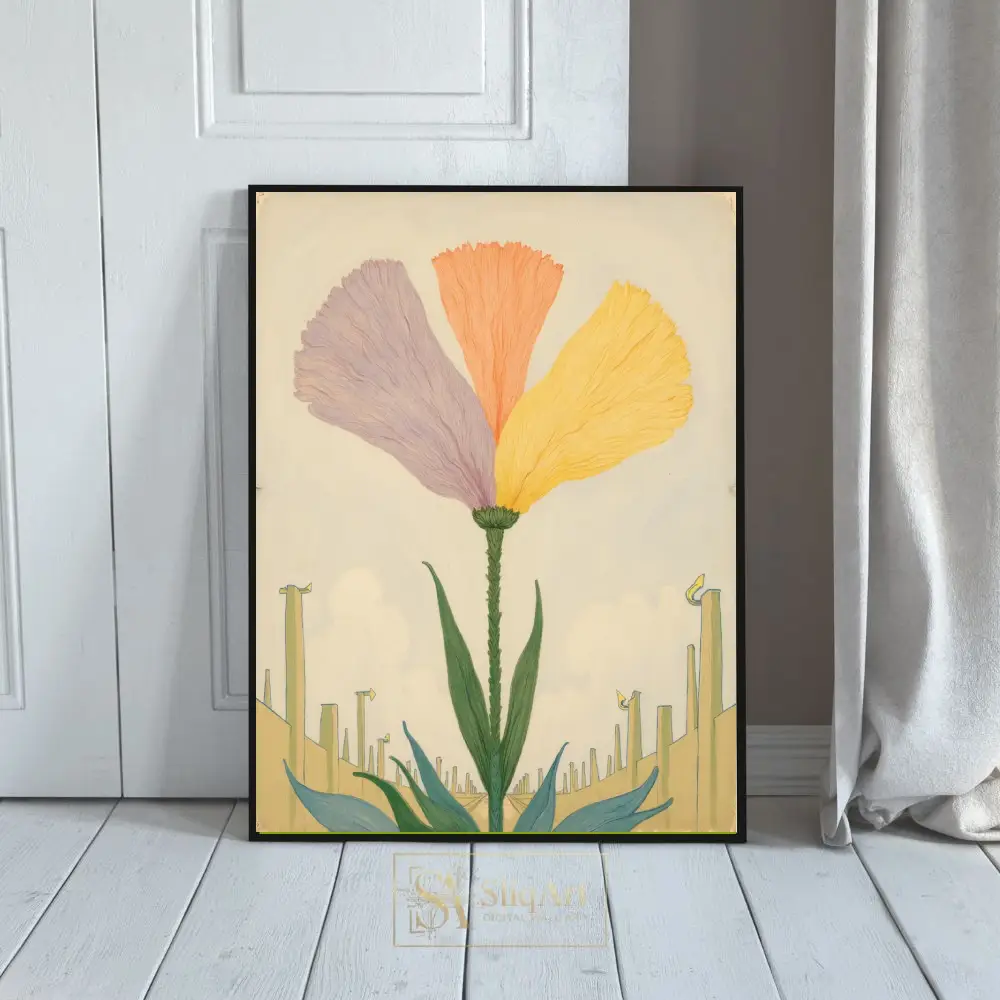 Vintage Mystical Floral Abstract Wall Art - Symbolist Botanical Print