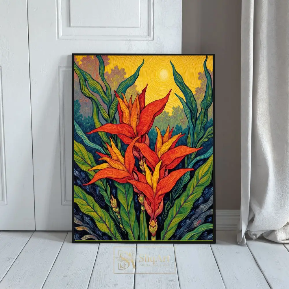 Vibrant Post-Impressionist Tropical Flower Wall Art