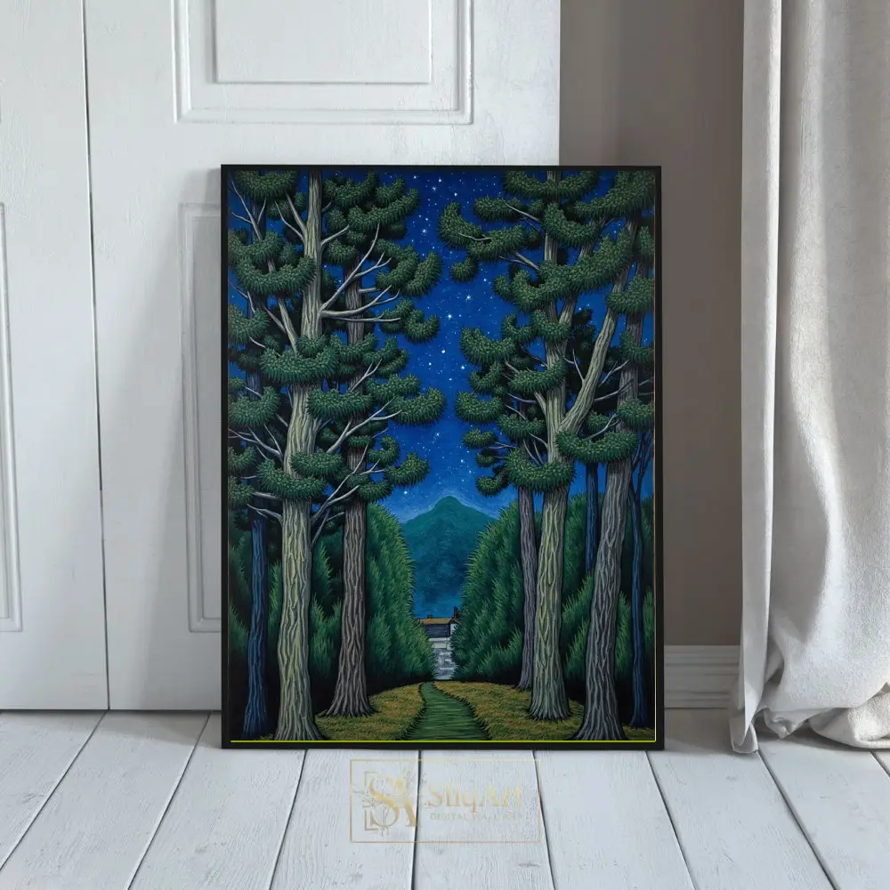 Enchanted Night Forest Path Canvas Art - SliqArt