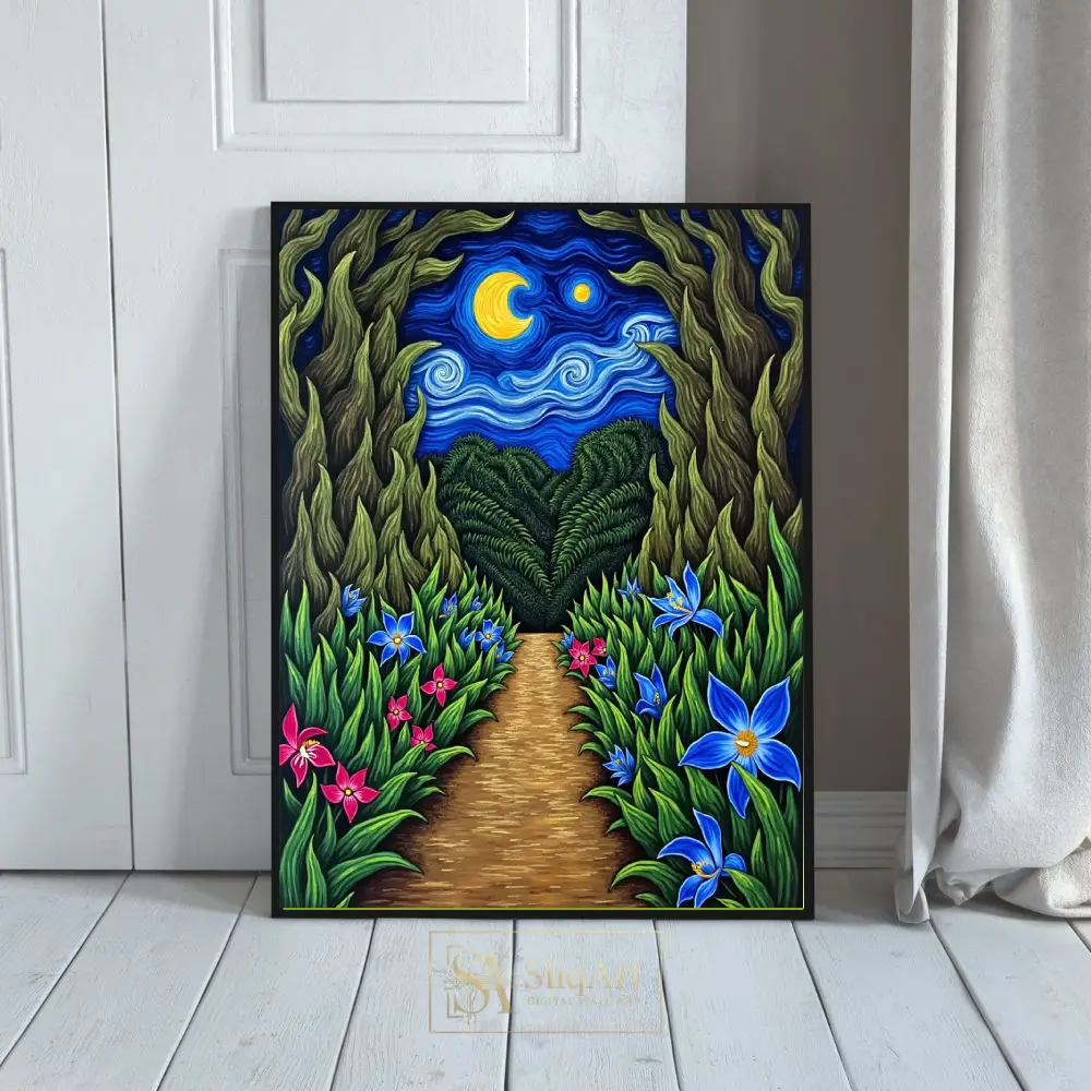 Whimsical Heart Garden & Starry Night Sky Wall Art