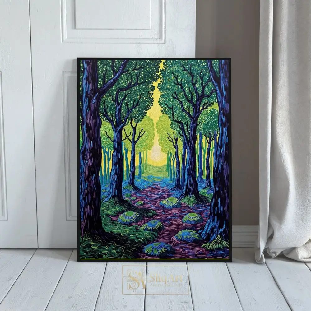 Enchanted Forest Path Canvas Wall Art - Impressionist Nature Painting