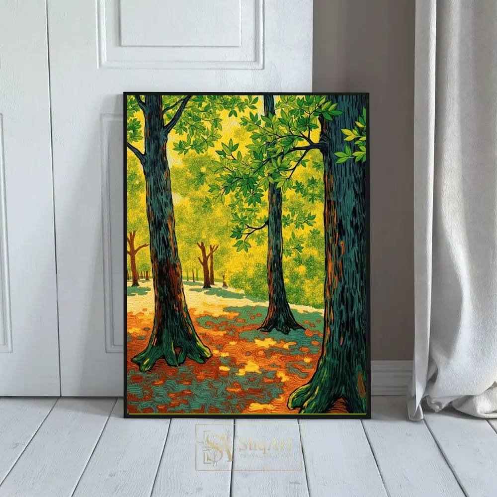 Golden Hour Forest Impressionist Canvas Wall Art