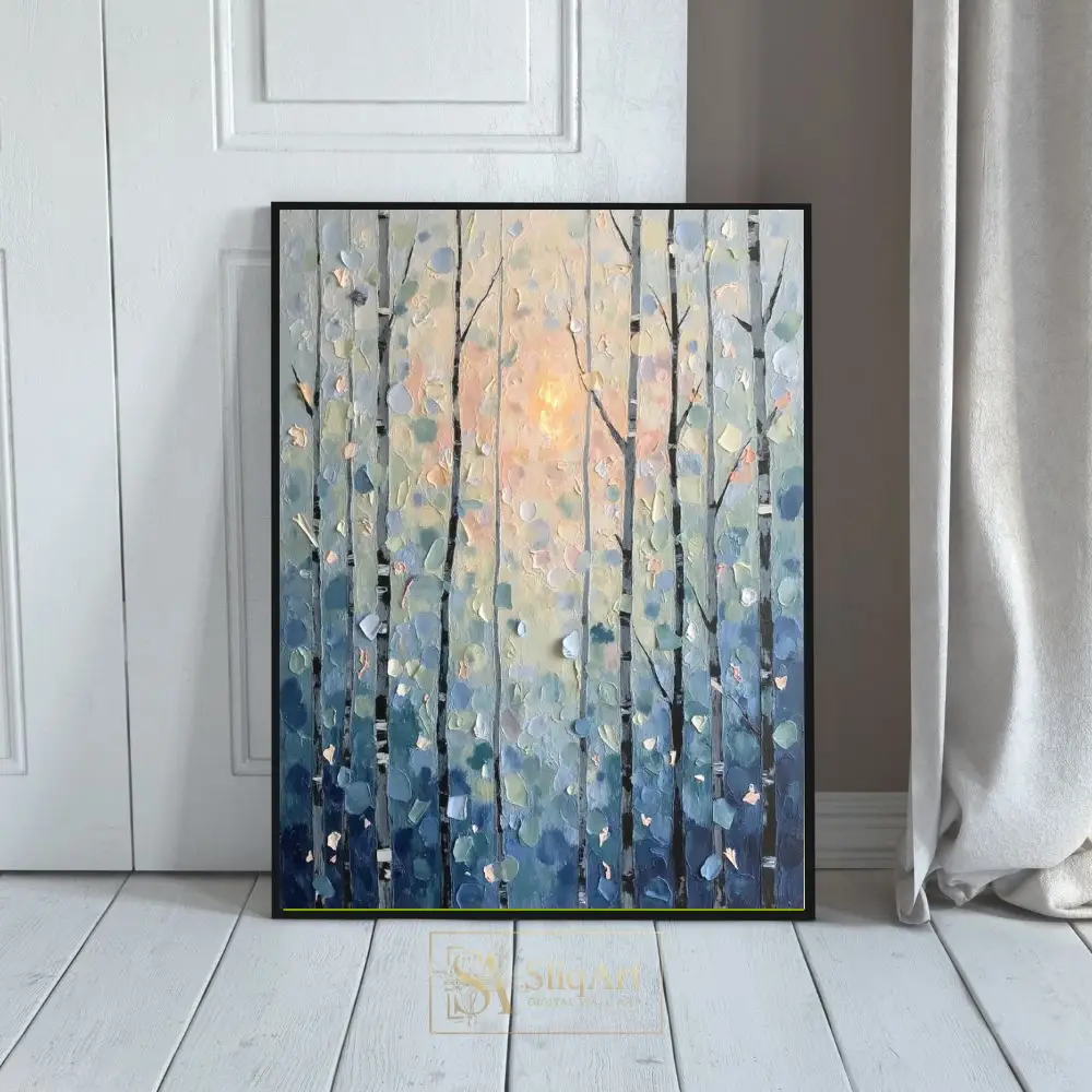 Ethereal Birch Forest Impasto Wall Art | SliqArt