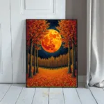 LAN full moon over autumn trees 102