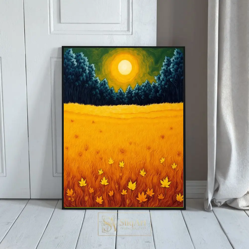 Golden Autumn Harvest Sun Canvas Wall Art