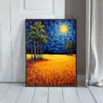 LAN golden sunset trees in field 108