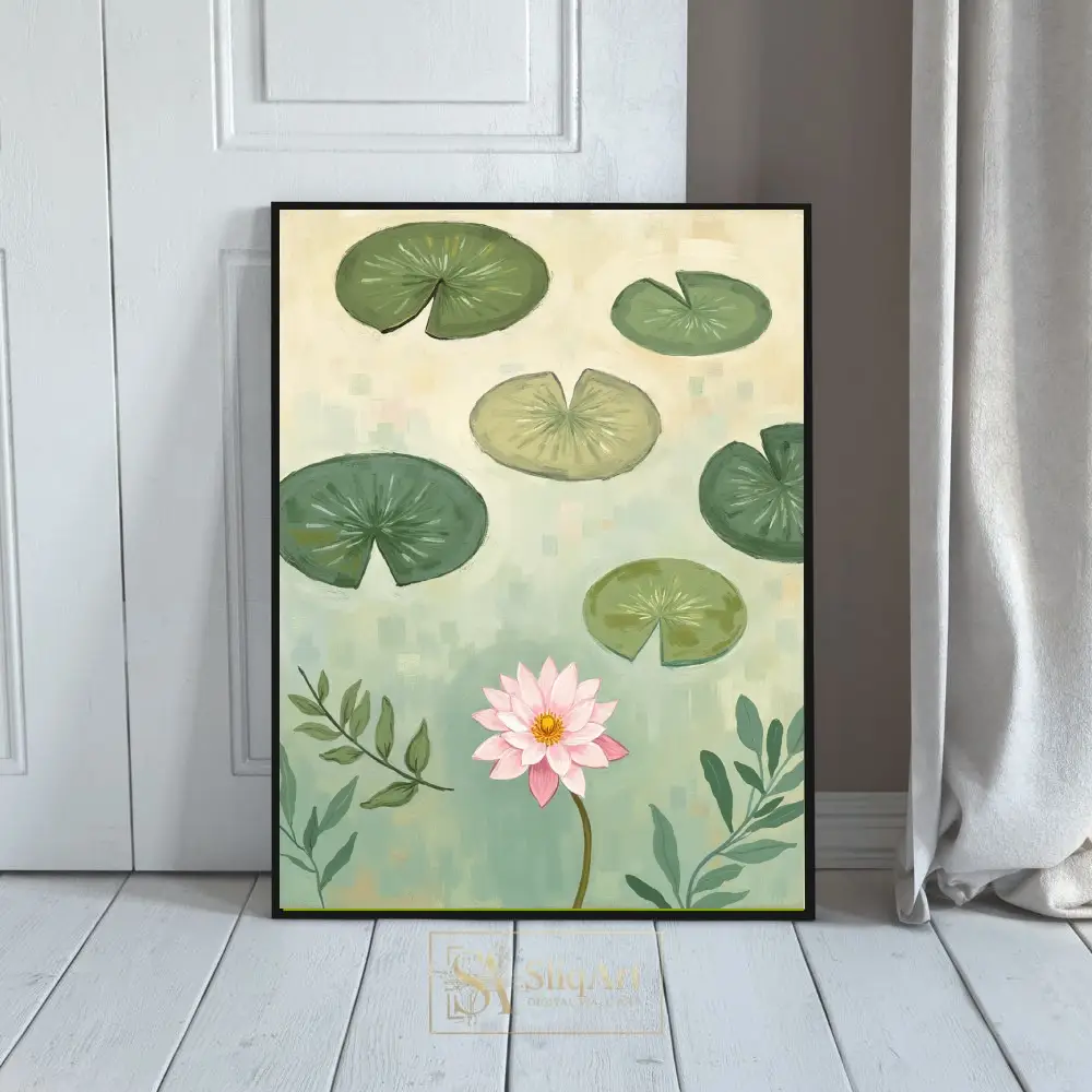 Serene Pink Water Lily Pond Canvas Wall Art - Impressionist Botanical Decor