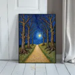 LAN moonlit path between trees 146