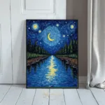 LAN night sky poster with moon and stars 163