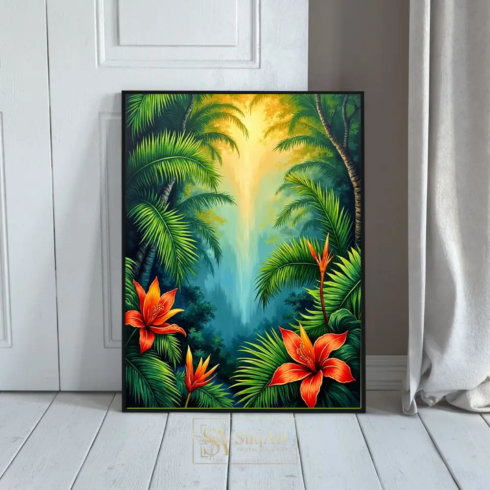 Vibrant Tropical Jungle Oasis - Exotic Floral Canvas Wall Art