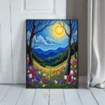 LAN sunset field with stars and flowers 218