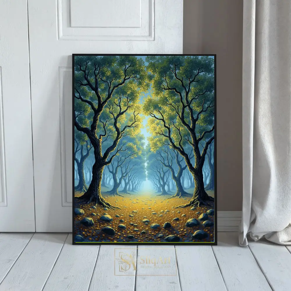 Enchanted Golden Path Forest Wall Art