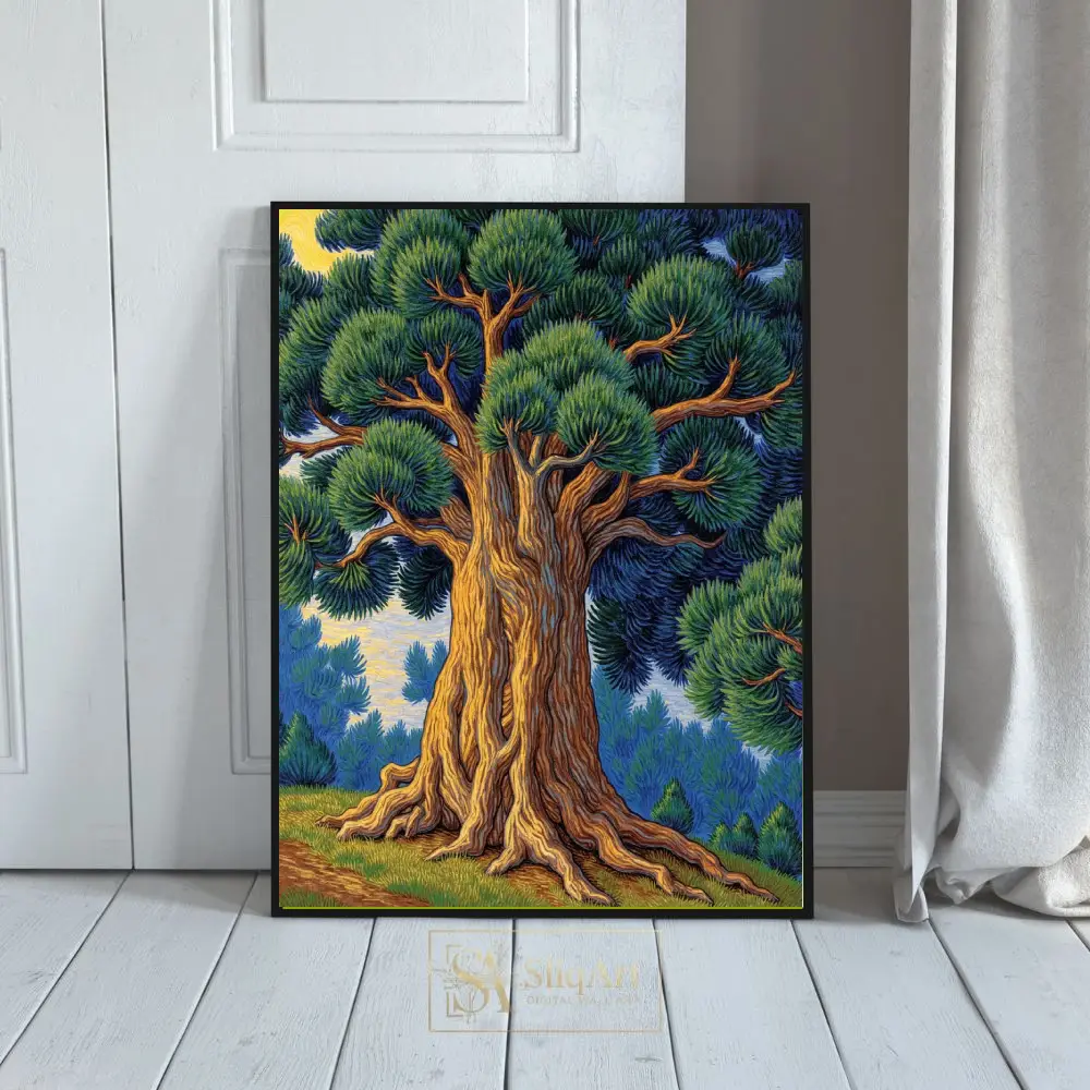 Majestic Ancient Pine Art Print - Post-Impressionist Nature Canvas