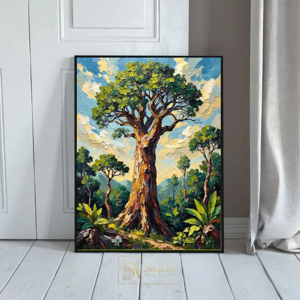 Majestic Ancient Tree - Textured Impasto Oil Painting Wall Art