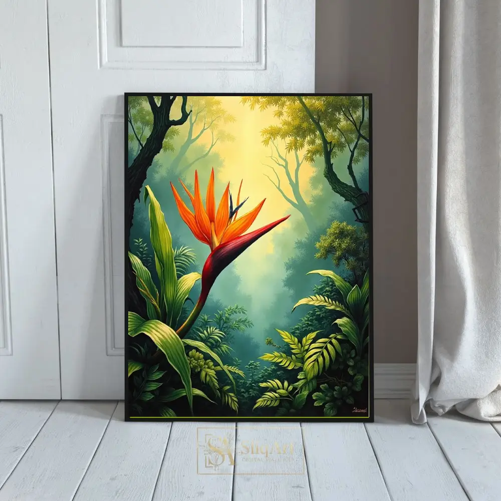 Tropical Bird of Paradise Jungle Canvas Print