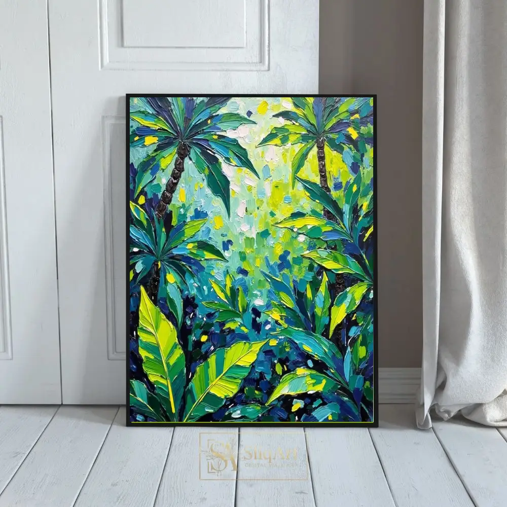Tropical Palm Paradise Impasto Canvas Wall Art
