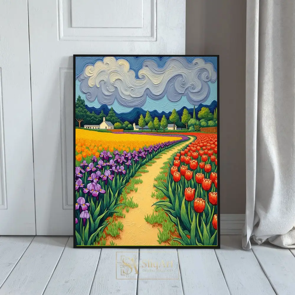 Impressionist Flower Meadow Canvas Art - Vibrant Path to Serenity