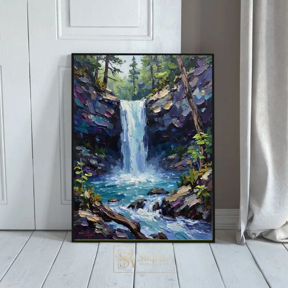 Impressionist Waterfall Oil Painting - Nature Canvas Art