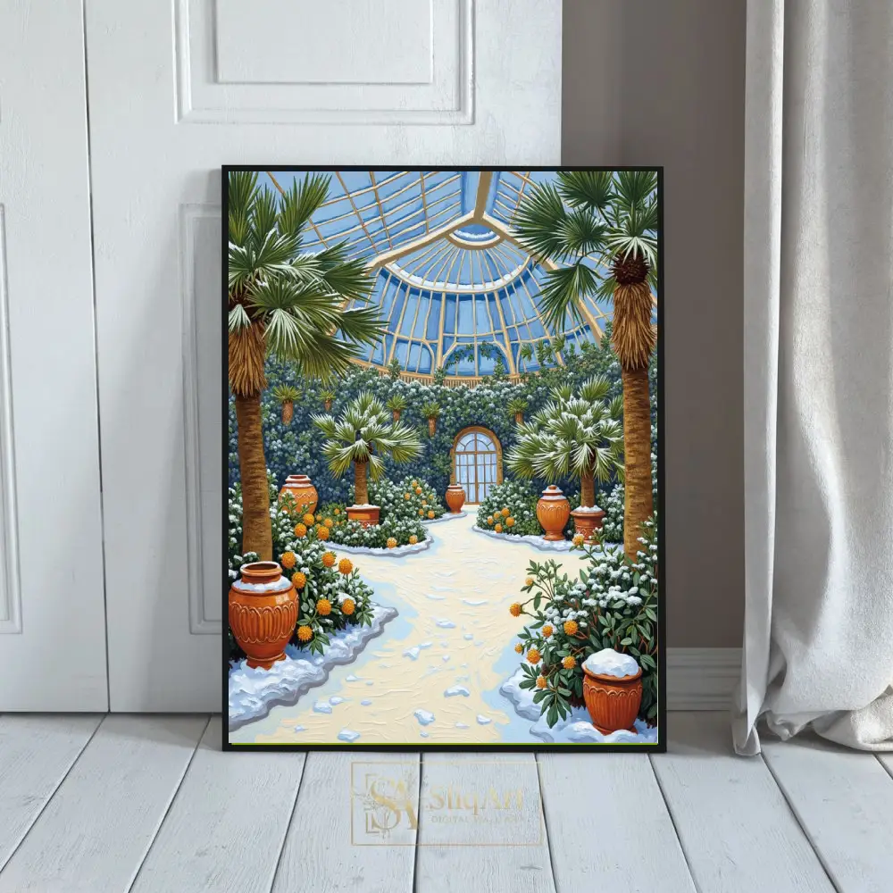 Winter Botanical Conservatory Canvas Wall Art